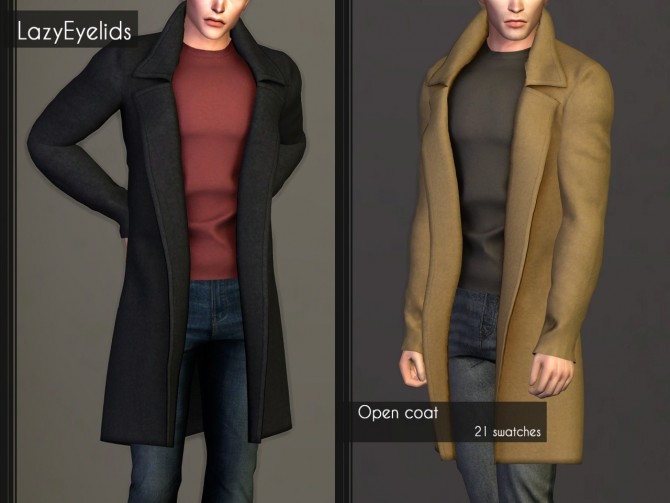 Sims 4 Open coat, Zip collar sweater + Turtlneck sweater at LazyEyelids