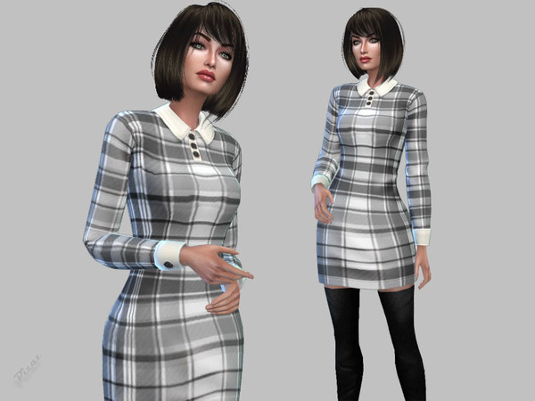 Sims 4 Plaid Dress Set by pizazz at TSR