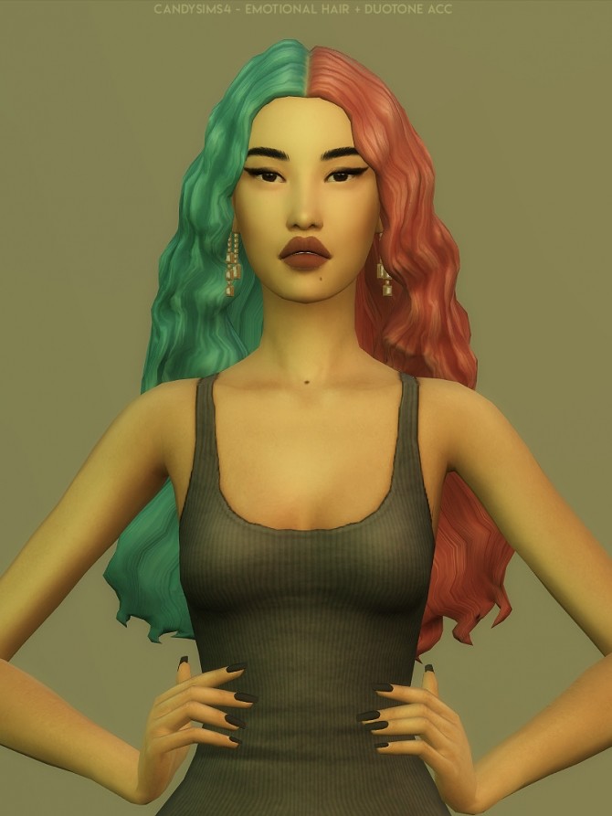 Sims 4 EMOTIONAL curly long hair + ROSES & FLOWERS CROWNS + DUOTONE ACC at Candy Sims 4