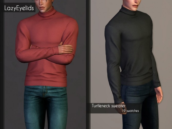 Sims 4 Open coat, Zip collar sweater + Turtlneck sweater at LazyEyelids