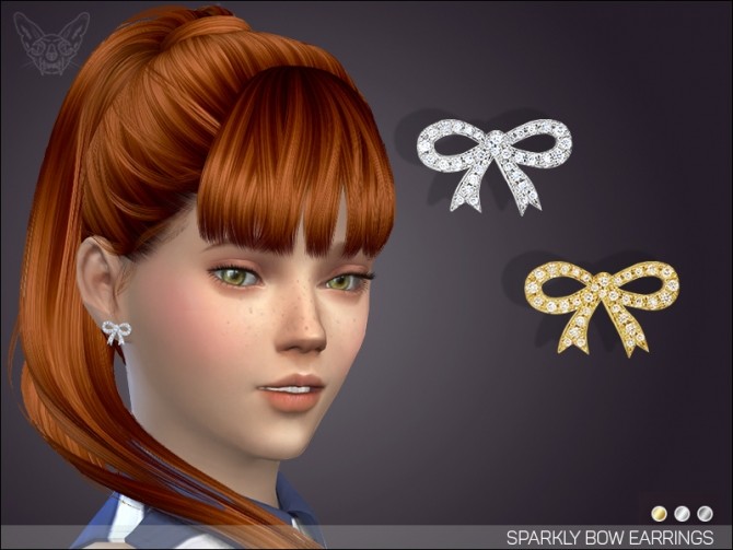 Sims 4 Sparkly bow earrings for kids at Giulietta