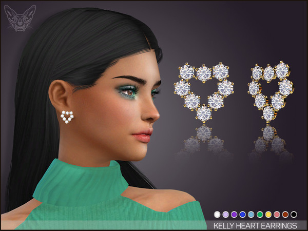Sims 4 Kelly Heart Earrings by feyona at TSR