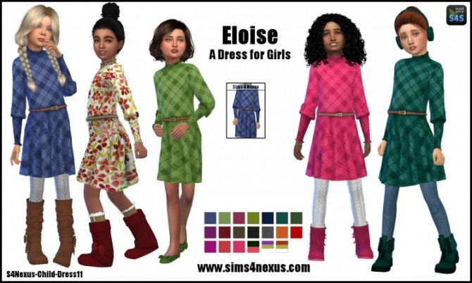 Sims 4 Eloise dress for kids by SamanthaGump at Sims 4 Nexus