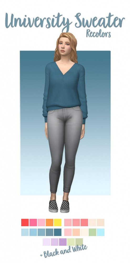 Sims 4 University sweater recolors at Deeliteful Simmer