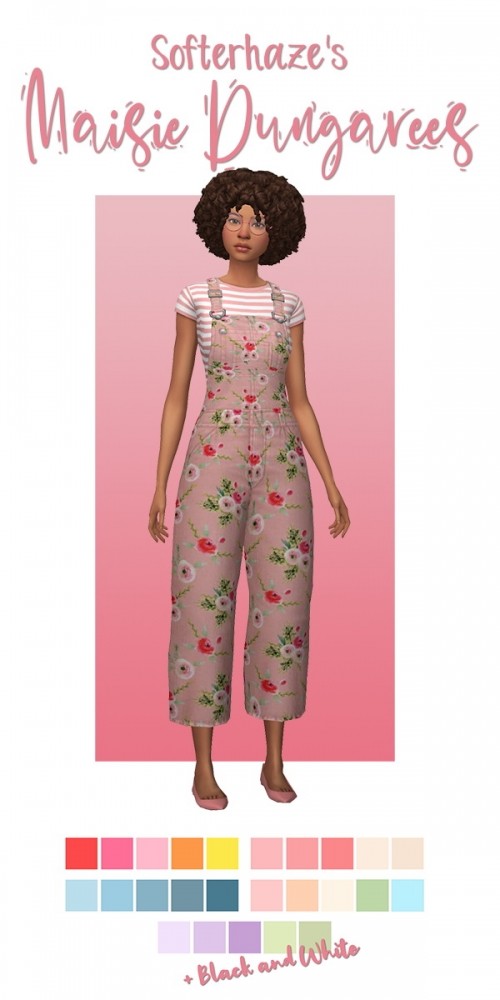 Sims 4 Softerhazes Maisie dungarees recolors at Deeliteful Simmer