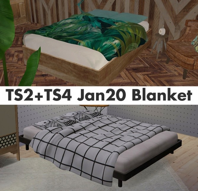 Sims 4 Recolors of Slox’ Pace blanket and Pixelry’s conversion at Riekus13