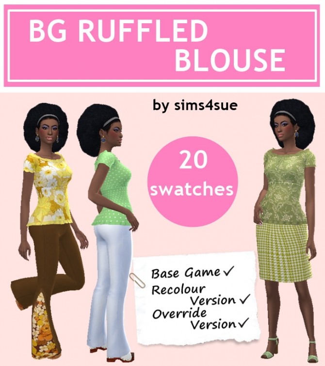 Sims 4 BG RUFFLED BLOUSE at Sims4Sue