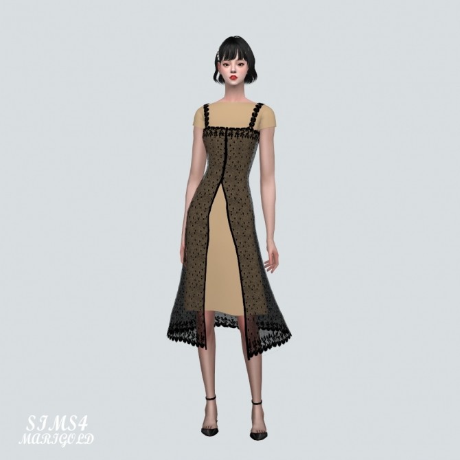 Sims 4 Lace Open Midi Dress at Marigold