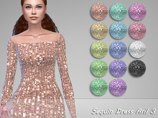 Sims 4 Sequin Dress Aril 3 by Jaru Sims at TSR
