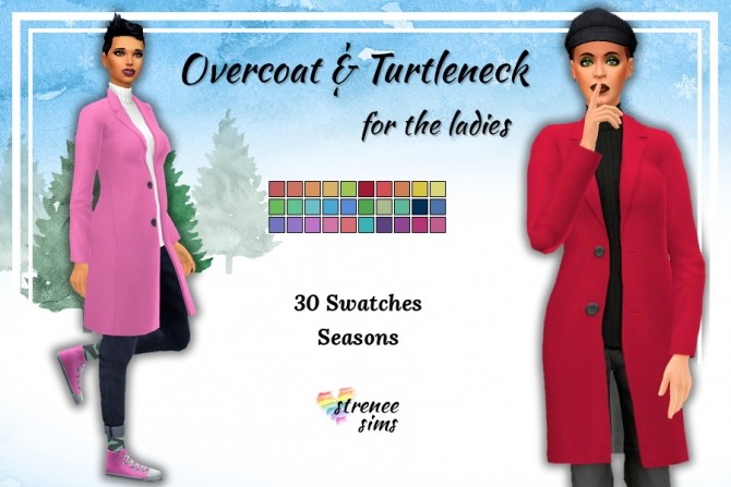 Sims 4 Overcoat & Turtleneck for the Ladies at Strenee Sims