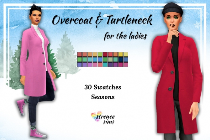 Overcoat & Turtleneck for the Ladies at Strenee Sims » Sims 4 Updates