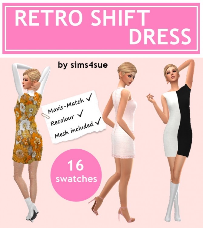 Sims 4 RETRO SHIFT DRESS at Sims4Sue