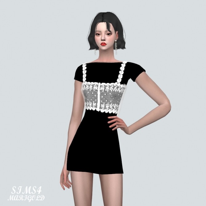Sims 4 Lace Bustier Top With Mini Dress at Marigold