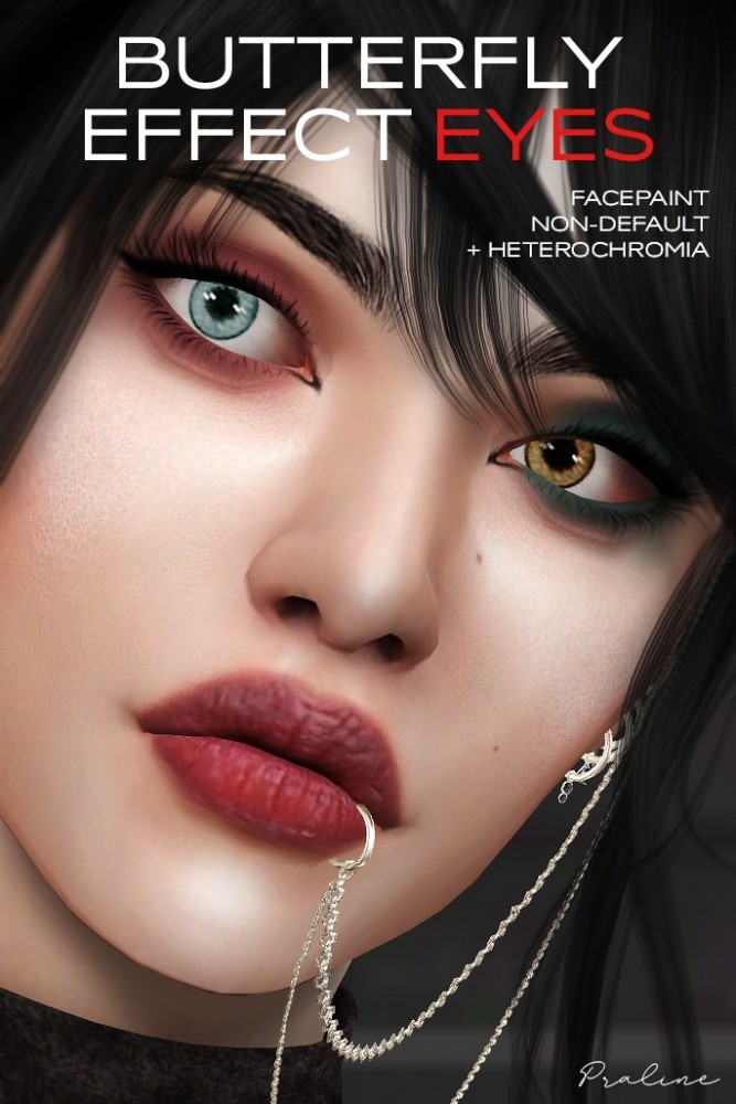Sims 4 Butterfly effect eyes + Temza 2D Lash DUALITY Version at Praline Sims