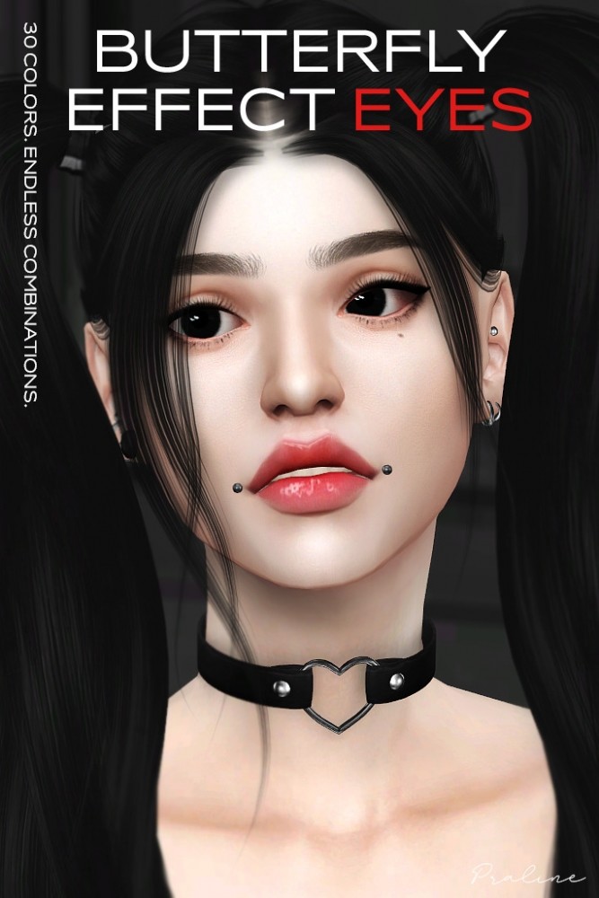 Sims 4 Butterfly effect eyes + Temza 2D Lash DUALITY Version at Praline Sims