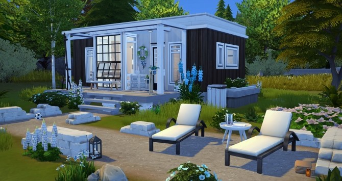 Sims 4 Bloc en Bois boxy tiny home at Simsontherope