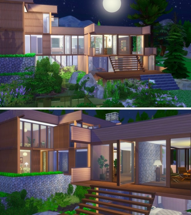 Sims 4 Modern Lodge at GravySims
