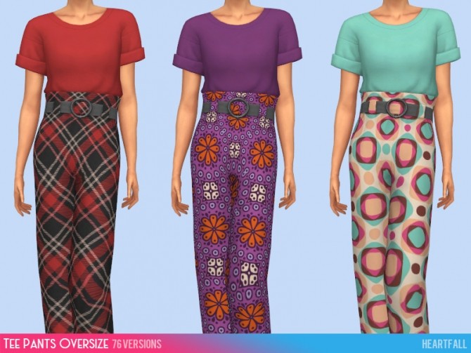 Sims 4 Tee pant oversize recolors at Heartfall