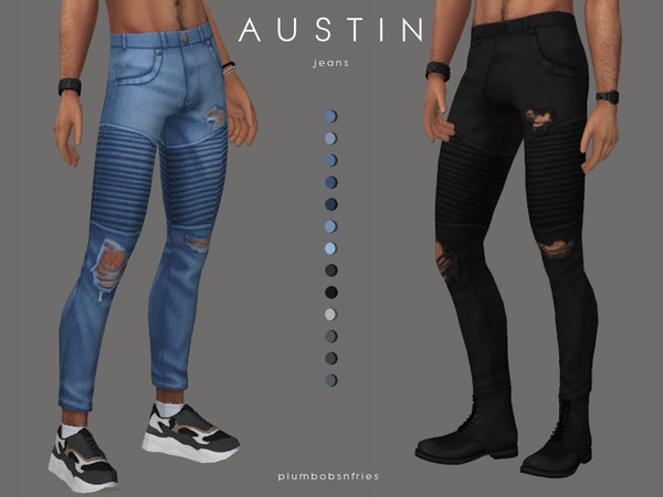 Sims 4 AUSTIN jeans by Plumbobs n Fries at TSR