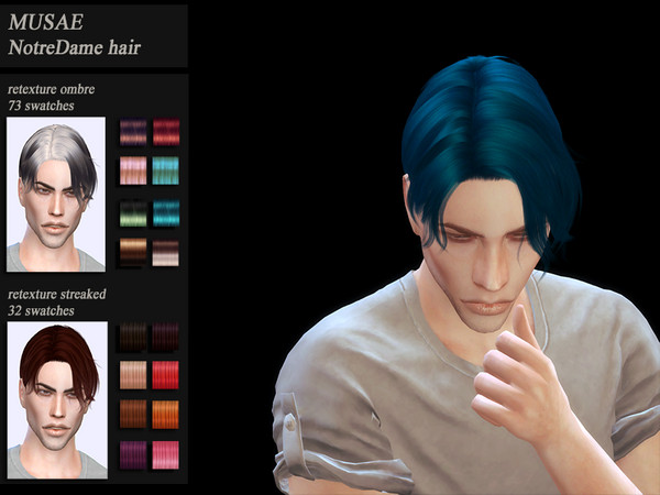 Sims 4 Male hair recolor retexture Musae Notre Dame by HoneysSims4 at TSR