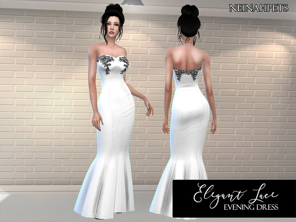 Sims 4 Elegant Lace Evening Gown by neinahpets at TSR