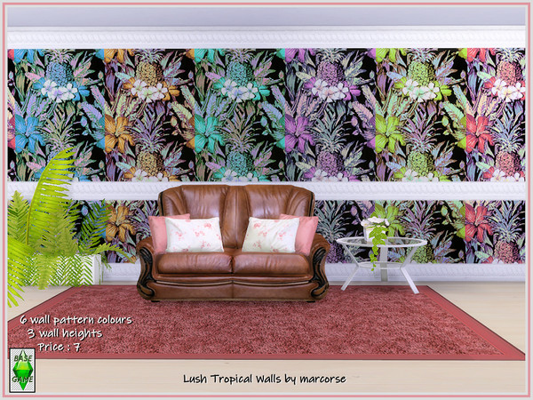 Sims 4 Lush Tropical Walls by marcorse at TSR