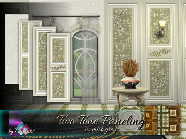 Sims 4 Two Tone Paneling in mist grey by emerald at TSR