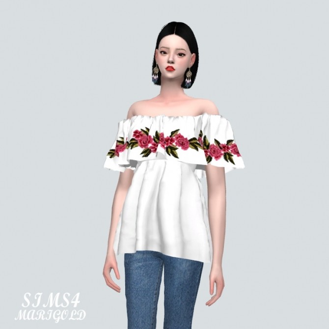 Sims 4 Summer Rose Off shoulder Blouse at Marigold