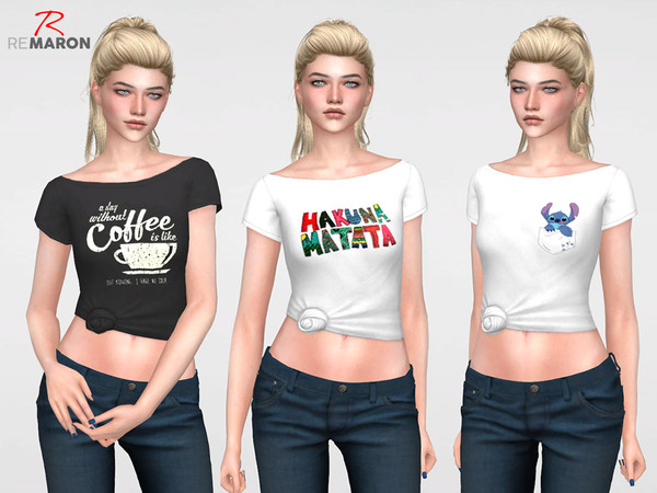 Sims 4 Graphic Blouse for Women by remaron at TSR