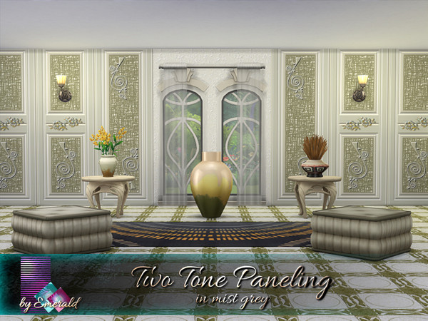Sims 4 Two Tone Paneling in mist grey by emerald at TSR