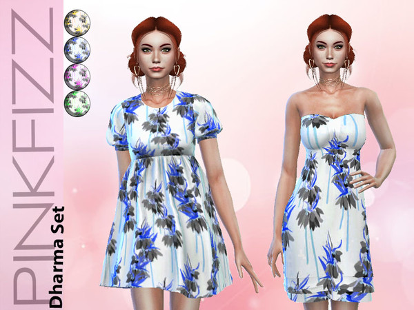 Sims 4 Dharma Set 2 dresses by Pinkfizzzzz at TSR