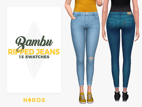 Sims 4 Bambu Ripped Jeans by Nords at TSR