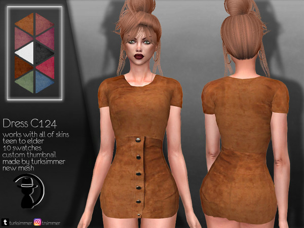 Sims 4 Dress C124 by turksimmer at TSR