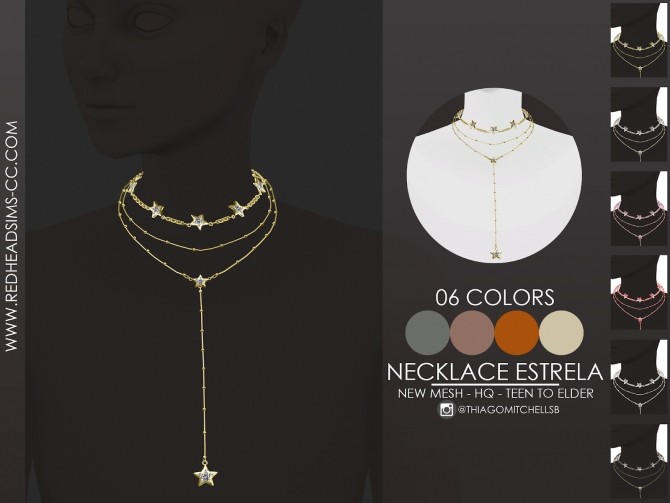 Sims 4 NECKLACE ESTRELA by Thiago Mitchell at REDHEADSIMS