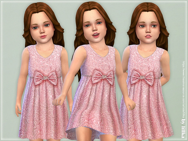 Sims 4 Rose Jacquard Bow Dress by lillka at TSR