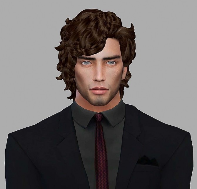 Sims 4 Sebastian Bach natural curly hair for male at HoangLap’s Sims