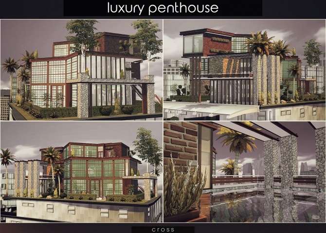 Sims 4 Luxury Penthouse by Praline at Cross Design