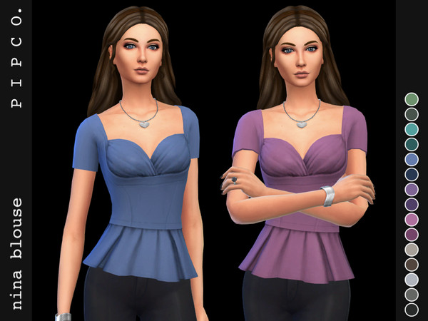 Sims 4 Nina blouse short sleeves by Pipco at TSR
