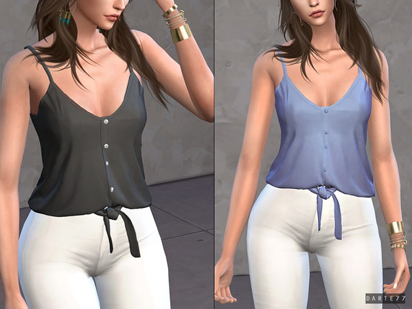Sims 4 Tie Front Tank Top by Darte77 at TSR