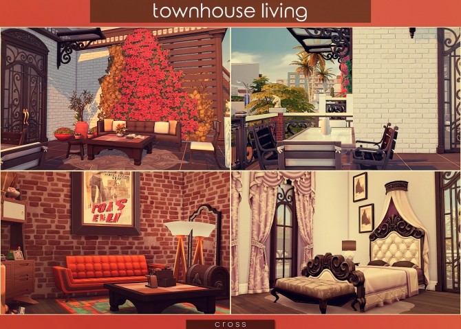 Sims 4 Townhouse Living by Praline at Cross Design