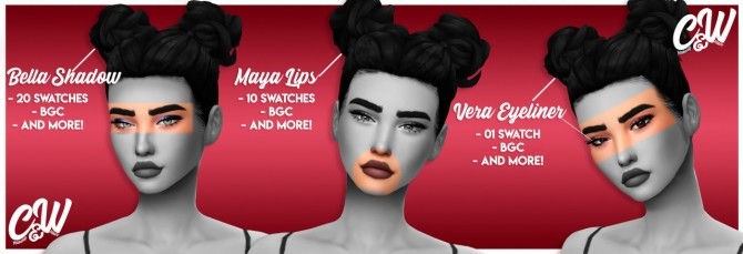 Sims 4 C&W MINI HAIR AND MAKEUP COLLECTION at Wild Pixel