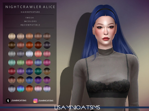 Sims 4 LMCS Nightcrawler Alice Hair Retexture by Lisaminicatsims at TSR