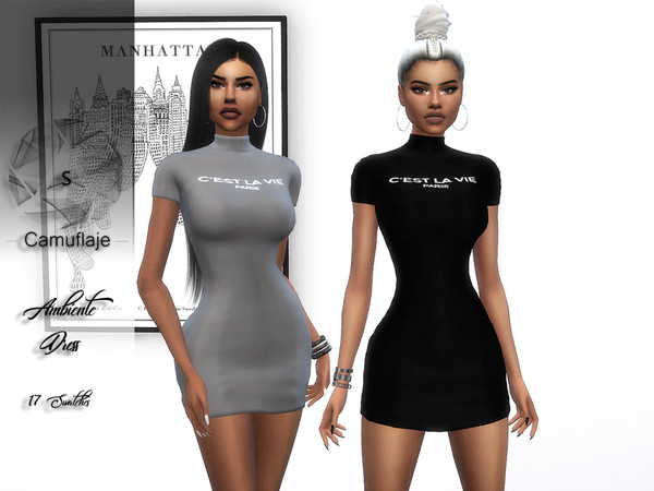 Sims 4 Ambiente Dress by Camuflaje at TSR