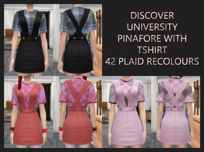 Sims 4 Pinafore with T Shirt Plaid Recolours by Simmiller at Mod The Sims