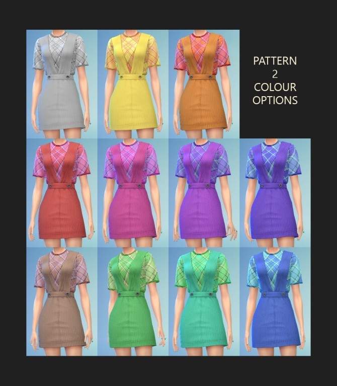 Sims 4 Pinafore with T Shirt Plaid Recolours by Simmiller at Mod The Sims