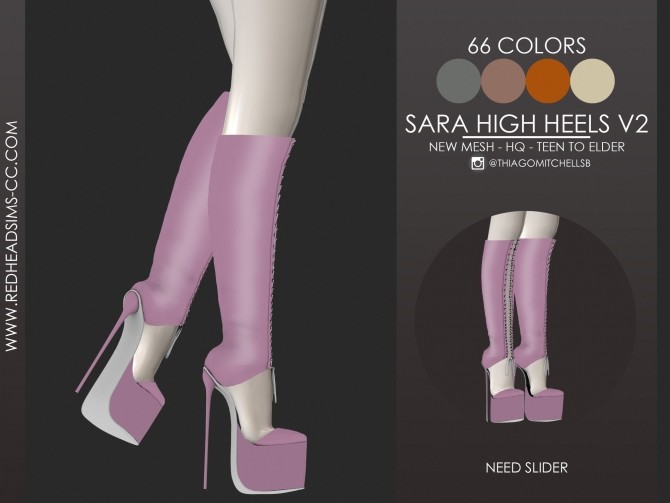 Sims 4 SARA HIGH HEELS by Thiago Mitchell at REDHEADSIMS