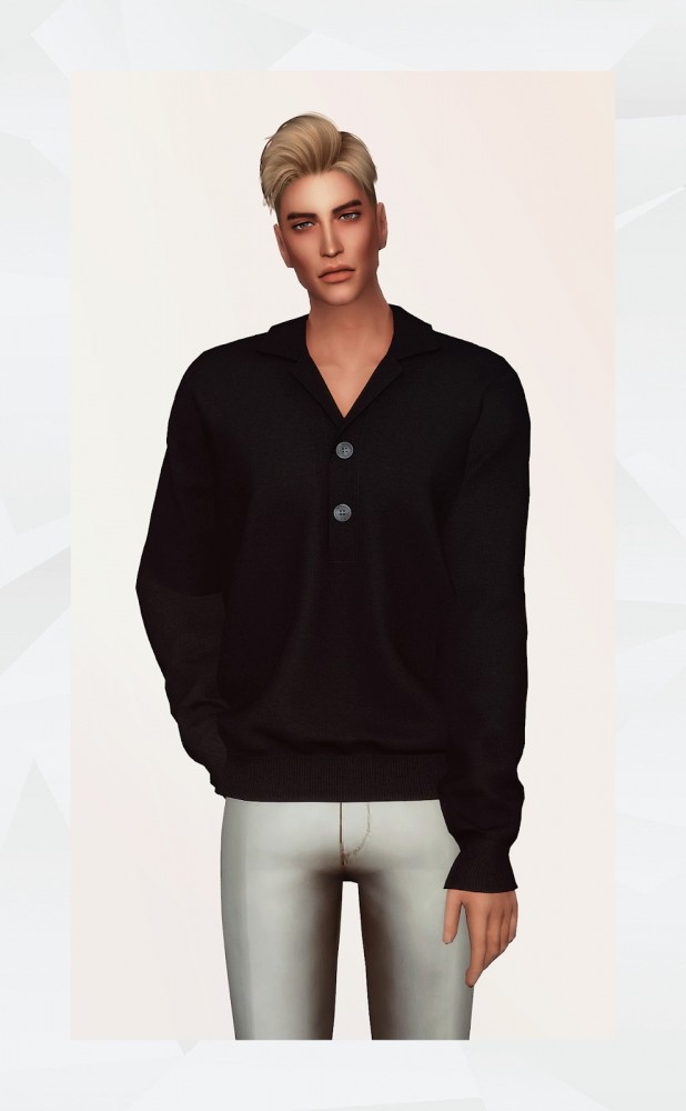 Open Collared Sweatshirt at Gorilla » Sims 4 Updates