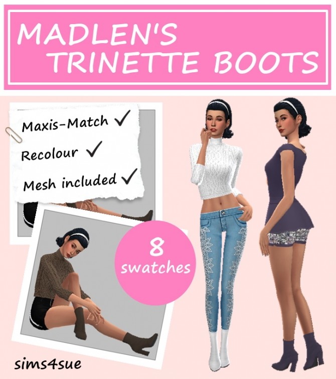 Sims 4 MADLEN’S TRINETTE BOOTS at Sims4Sue