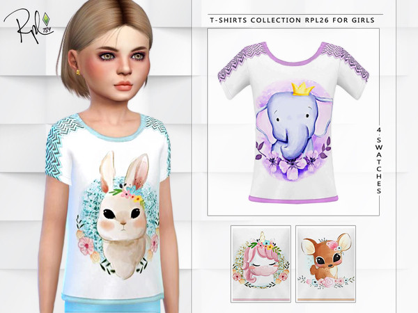 Sims 4 T Shirts Collection RPL26 for Girls by RobertaPLobo at TSR