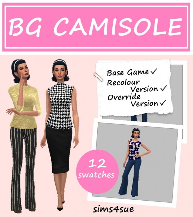 Sims 4 BG CAMISOLE at Sims4Sue